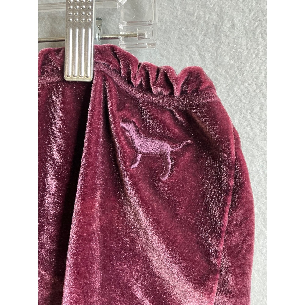 PINK Victoria's Secret L-XL Velvet Pajama Shorts Burgundy - Picture 2 of 8